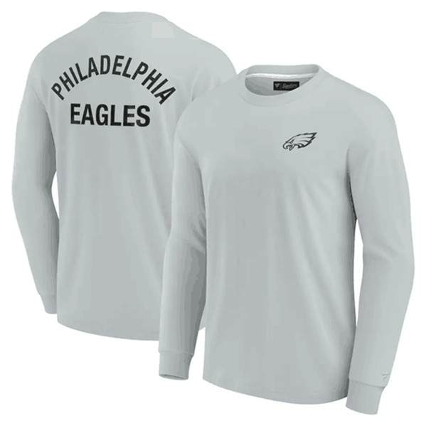 Men's Philadelphia Eagles Gray Signature Unisex Super Soft Long Sleeve T-Shirt